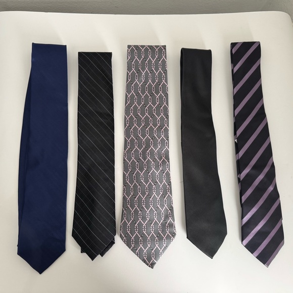 Calvin Klein Men's Tie Collection - Navy Black Gray Purple set(5)